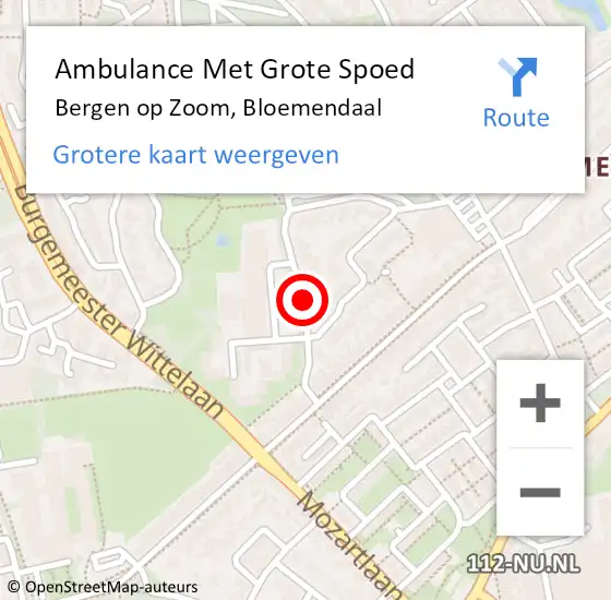 Locatie op kaart van de 112 melding: Ambulance Met Grote Spoed Naar Bergen op Zoom, Bloemendaal op 18 juli 2018 08:18