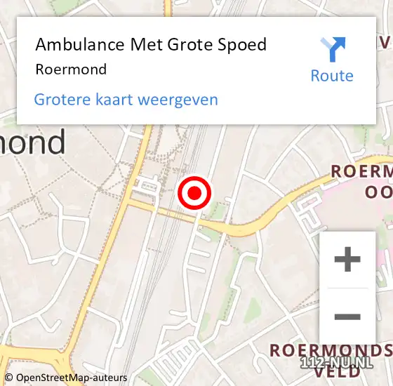 Locatie op kaart van de 112 melding: Ambulance Met Grote Spoed Naar Roermond op 18 juli 2018 08:43