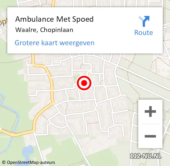 Locatie op kaart van de 112 melding: Ambulance Met Spoed Naar Waalre, Chopinlaan op 18 juli 2018 10:38