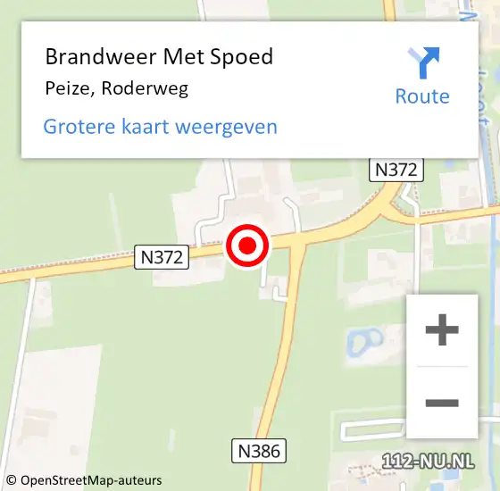 Locatie op kaart van de 112 melding: Brandweer Met Spoed Naar Peize, Roderweg op 18 juli 2018 11:07