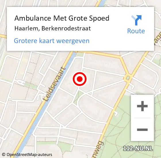 Locatie op kaart van de 112 melding: Ambulance Met Grote Spoed Naar Haarlem, Berkenrodestraat op 18 juli 2018 13:02