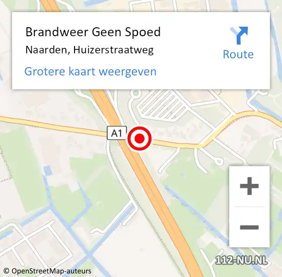 Locatie op kaart van de 112 melding: Brandweer Geen Spoed Naar Naarden, Huizerstraatweg op 18 juli 2018 13:21