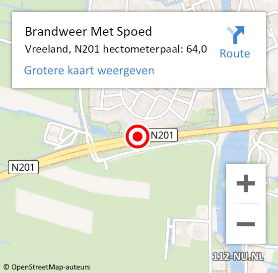 Locatie op kaart van de 112 melding: Brandweer Met Spoed Naar Vreeland, N201 hectometerpaal: 61,6 op 18 juli 2018 13:23
