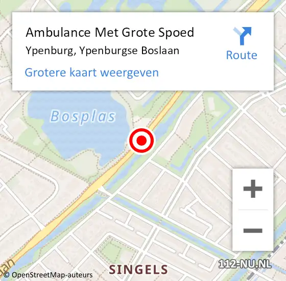 Locatie op kaart van de 112 melding: Ambulance Met Grote Spoed Naar Ypenburg, Ypenburgse Boslaan op 18 juli 2018 15:03