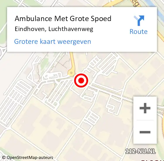 Locatie op kaart van de 112 melding: Ambulance Met Grote Spoed Naar Eindhoven, Luchthavenweg op 18 juli 2018 16:22