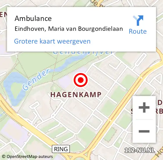 Locatie op kaart van de 112 melding: Ambulance Eindhoven, Maria van Bourgondielaan op 18 juli 2018 17:50