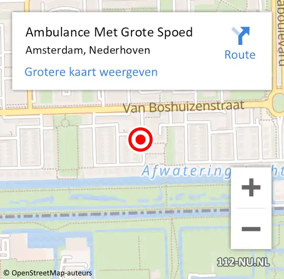 Locatie op kaart van de 112 melding: Ambulance Met Grote Spoed Naar Amsterdam, Nederhoven op 18 juli 2018 18:38