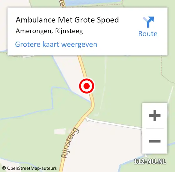 Locatie op kaart van de 112 melding: Ambulance Met Grote Spoed Naar Amerongen, Rijnsteeg op 18 juli 2018 19:29