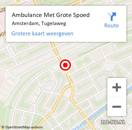 Locatie op kaart van de 112 melding: Ambulance Met Grote Spoed Naar Amsterdam, Tugelaweg op 18 juli 2018 19:32