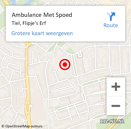 Locatie op kaart van de 112 melding: Ambulance Met Spoed Naar Tiel, Flipje's Erf op 18 juli 2018 20:23