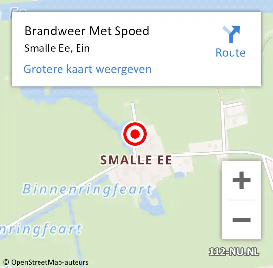 Locatie op kaart van de 112 melding: Brandweer Met Spoed Naar Smalle Ee, Ein op 18 juli 2018 23:24