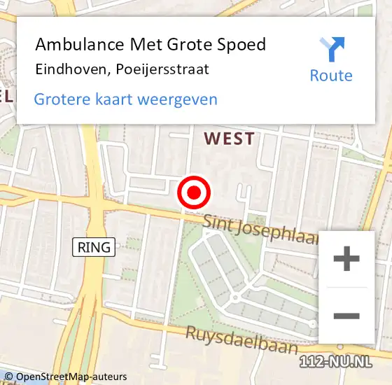 Locatie op kaart van de 112 melding: Ambulance Met Grote Spoed Naar Eindhoven, Poeijersstraat op 18 juli 2018 23:54