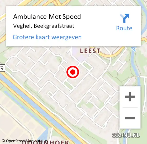 Locatie op kaart van de 112 melding: Ambulance Met Spoed Naar Veghel, Beekgraafstraat op 19 juli 2018 00:10