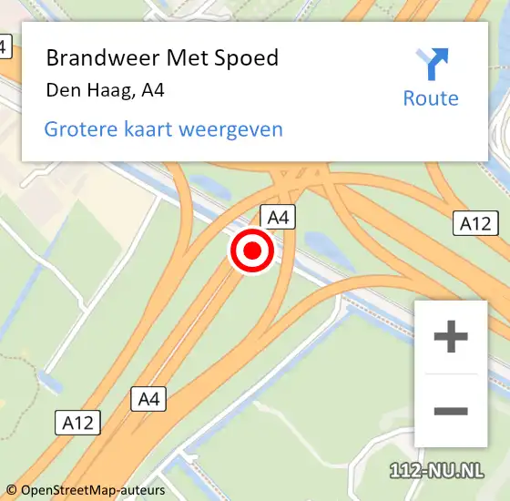 Locatie op kaart van de 112 melding: Brandweer Met Spoed Naar Den Haag, A4 op 19 juli 2018 00:53