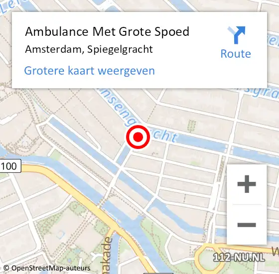 Locatie op kaart van de 112 melding: Ambulance Met Grote Spoed Naar Amsterdam, Spiegelgracht op 19 juli 2018 01:02