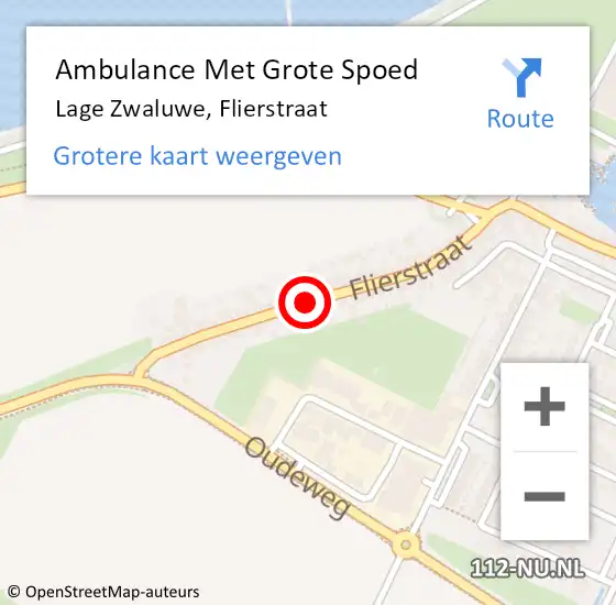 Locatie op kaart van de 112 melding: Ambulance Met Grote Spoed Naar Lage Zwaluwe, Flierstraat op 19 juli 2018 08:59