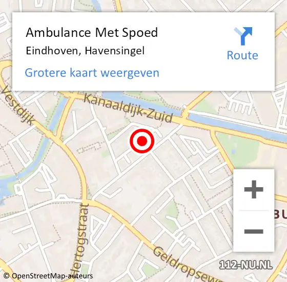 Locatie op kaart van de 112 melding: Ambulance Met Spoed Naar Eindhoven, Havensingel op 19 juli 2018 09:17