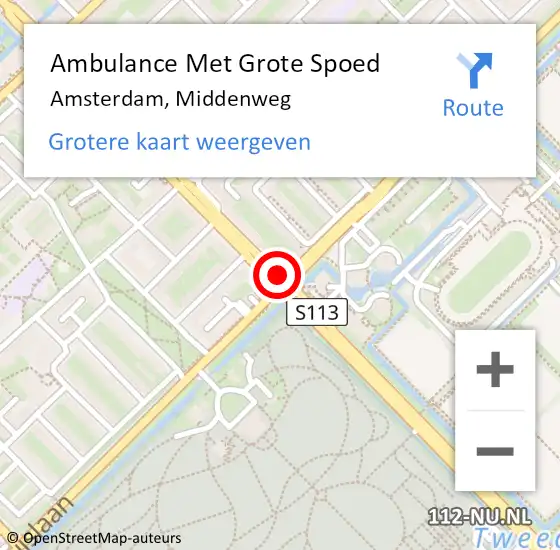 Locatie op kaart van de 112 melding: Ambulance Met Grote Spoed Naar Amsterdam, Middenweg op 19 juli 2018 10:01