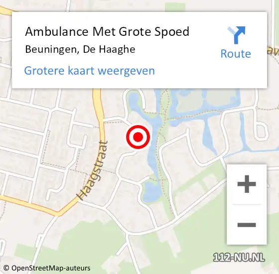 Locatie op kaart van de 112 melding: Ambulance Met Grote Spoed Naar Beuningen, De Haaghe op 19 juli 2018 10:13
