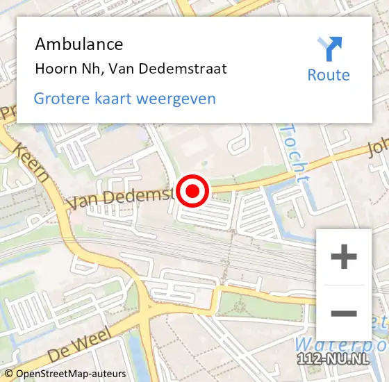 Locatie op kaart van de 112 melding: Ambulance Hoorn Nh, Van Dedemstraat op 19 juli 2018 12:28