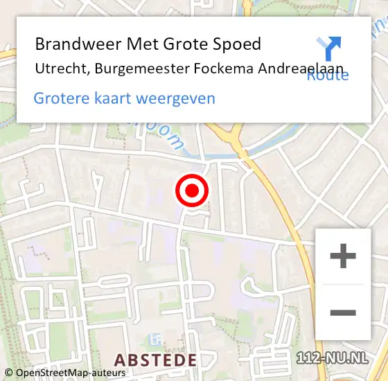Locatie op kaart van de 112 melding: Brandweer Met Grote Spoed Naar Utrecht, Burgemeester Fockema Andreaelaan op 19 juli 2018 12:53
