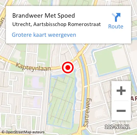 Locatie op kaart van de 112 melding: Brandweer Met Spoed Naar Utrecht, Aartsbisschop Romerostraat op 19 juli 2018 14:19