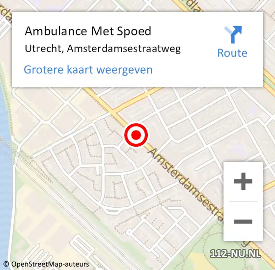 Locatie op kaart van de 112 melding: Ambulance Met Spoed Naar Utrecht, Amsterdamsestraatweg op 19 juli 2018 14:57