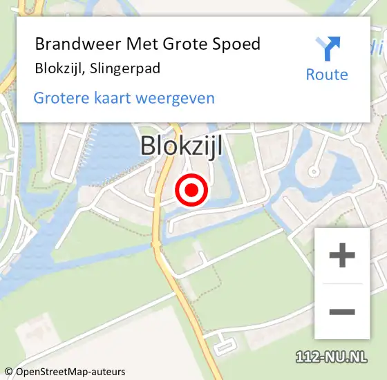 Locatie op kaart van de 112 melding: Brandweer Met Grote Spoed Naar Blokzijl, Slingerpad op 19 juli 2018 15:23