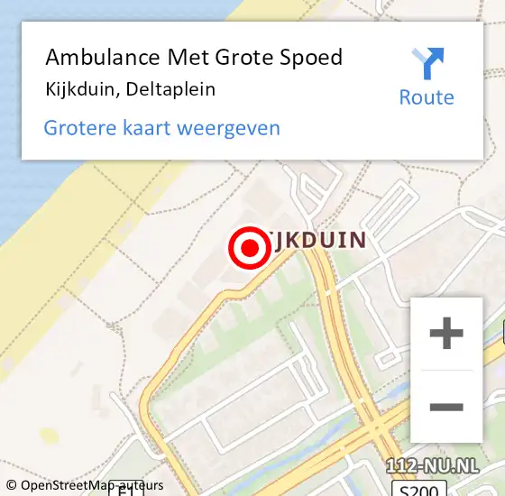 Locatie op kaart van de 112 melding: Ambulance Met Grote Spoed Naar Kijkduin, Deltaplein op 19 juli 2018 17:07