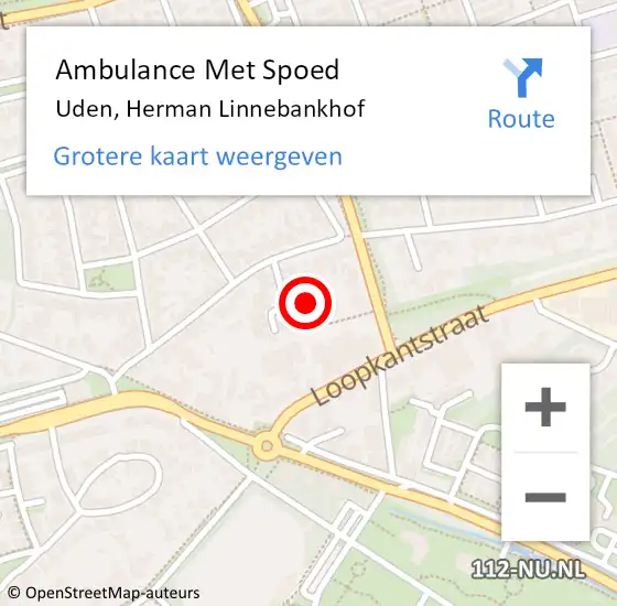 Locatie op kaart van de 112 melding: Ambulance Met Spoed Naar Uden, Herman Linnebankhof op 19 juli 2018 17:58