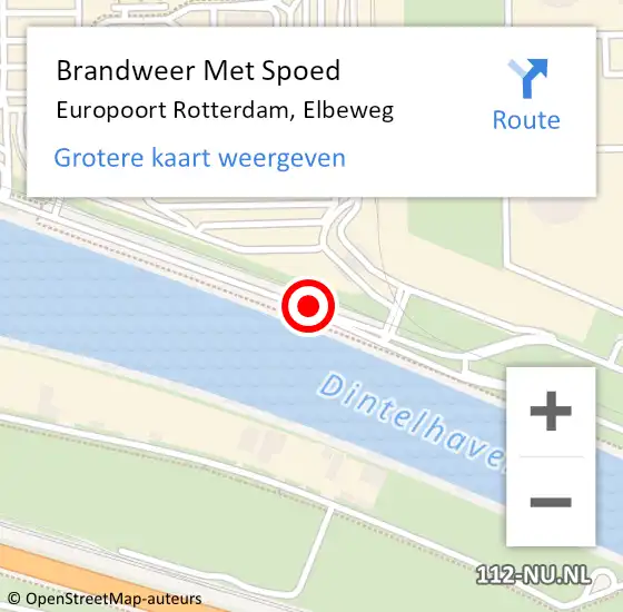 Locatie op kaart van de 112 melding: Brandweer Met Spoed Naar Europoort Rotterdam, Elbeweg op 19 juli 2018 18:11