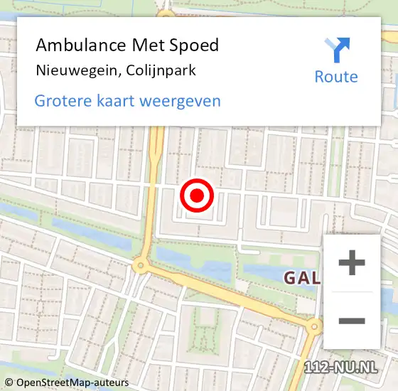Locatie op kaart van de 112 melding: Ambulance Met Spoed Naar Nieuwegein, Colijnpark op 19 juli 2018 18:29