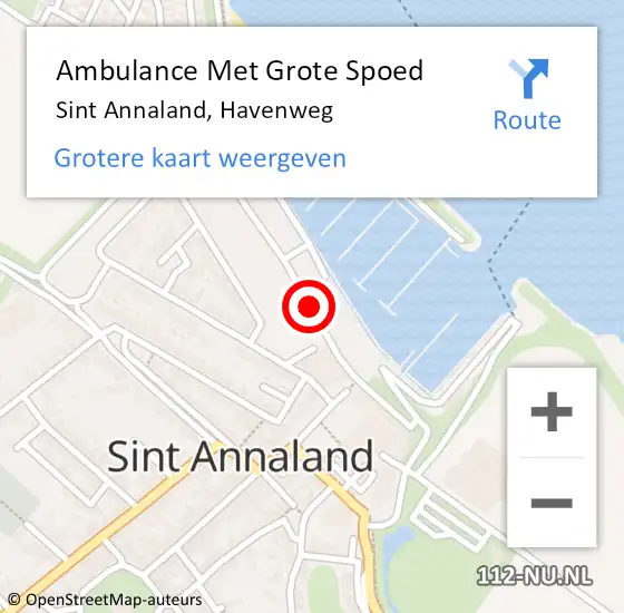 Locatie op kaart van de 112 melding: Ambulance Met Grote Spoed Naar Sint Annaland, Havenweg op 19 juli 2018 19:32