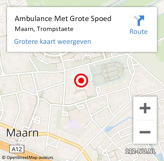 Locatie op kaart van de 112 melding: Ambulance Met Grote Spoed Naar Maarn, Trompstaete op 19 juli 2018 20:45