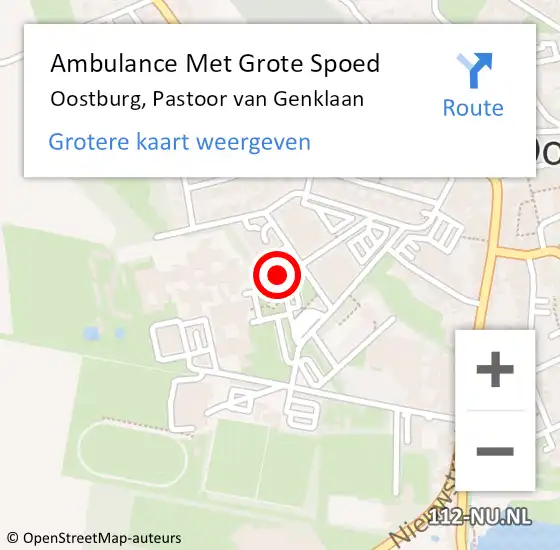 Locatie op kaart van de 112 melding: Ambulance Met Grote Spoed Naar Oostburg, Pastoor van Genklaan op 19 juli 2018 21:05