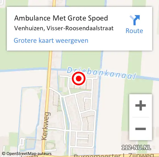 Locatie op kaart van de 112 melding: Ambulance Met Grote Spoed Naar Venhuizen, Visser-Roosendaalstraat op 19 juli 2018 22:04