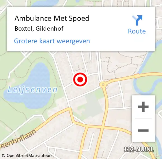 Locatie op kaart van de 112 melding: Ambulance Met Spoed Naar Boxtel, Gildenhof op 19 juli 2018 23:26