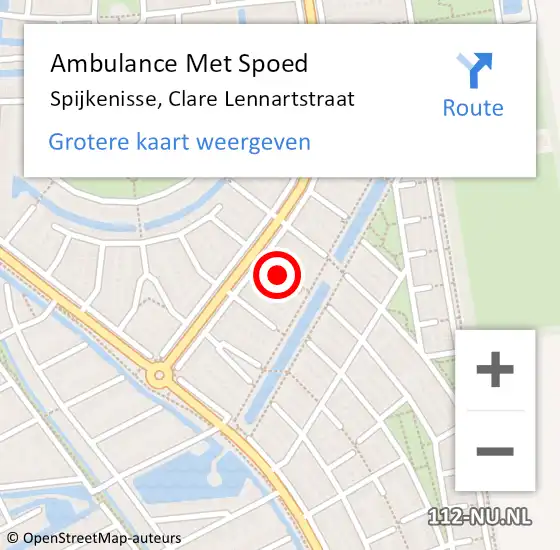 Locatie op kaart van de 112 melding: Ambulance Met Spoed Naar Spijkenisse, Clare Lennartstraat op 20 juli 2018 00:49