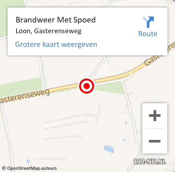 Locatie op kaart van de 112 melding: Brandweer Met Spoed Naar Loon, Gasterenseweg op 20 juli 2018 01:04