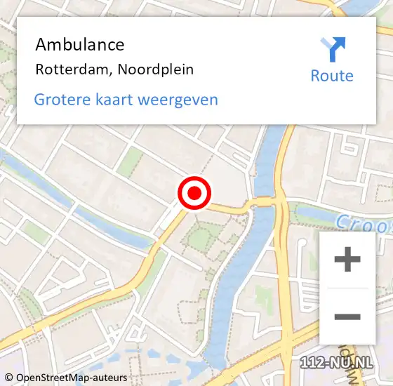 Locatie op kaart van de 112 melding: Ambulance Rotterdam, Noordplein op 20 juli 2018 02:08