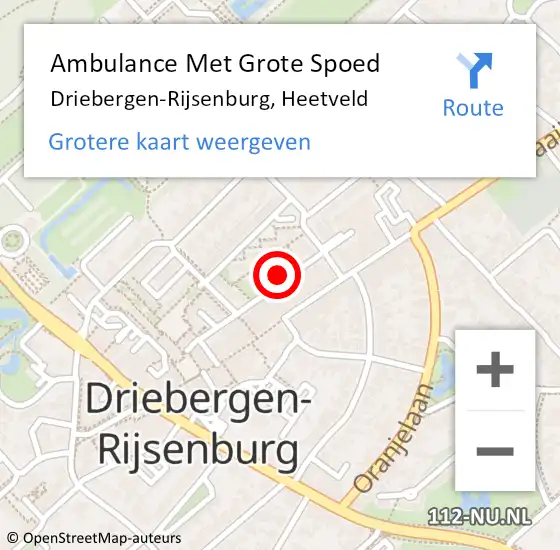 Locatie op kaart van de 112 melding: Ambulance Met Grote Spoed Naar Driebergen-Rijsenburg, Heetveld op 20 juli 2018 03:26