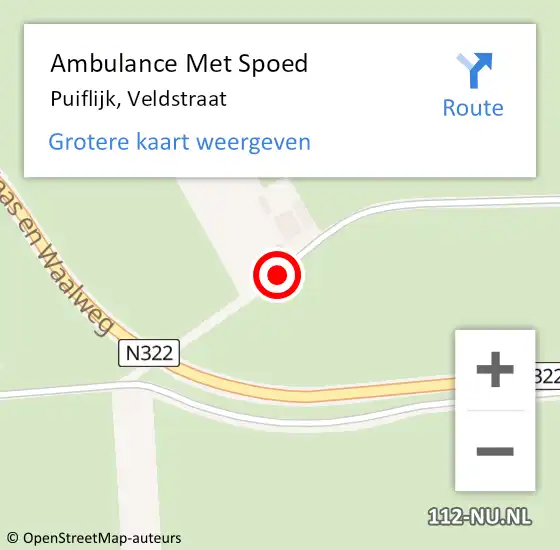 Locatie op kaart van de 112 melding: Ambulance Met Spoed Naar Puiflijk, Veldstraat op 20 juli 2018 09:26