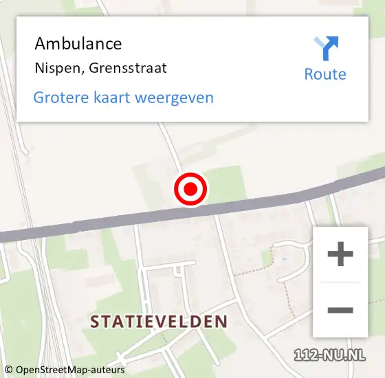 Locatie op kaart van de 112 melding: Ambulance Nispen, Grensstraat op 20 juli 2018 14:24