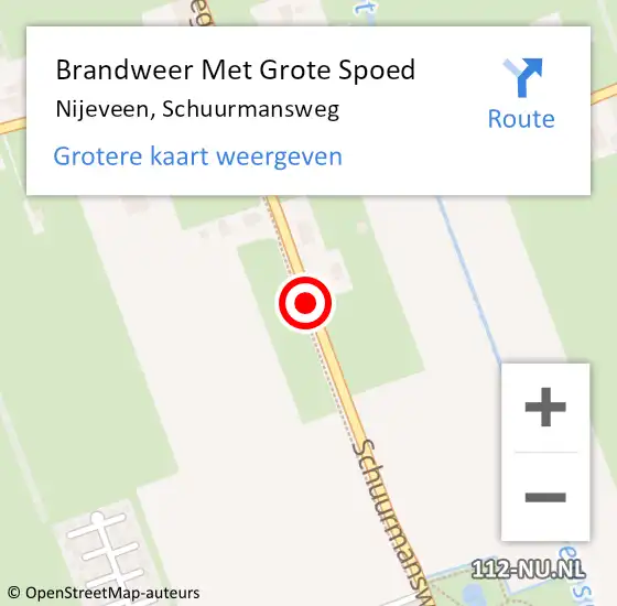 Locatie op kaart van de 112 melding: Brandweer Met Grote Spoed Naar Nijeveen, Schuurmansweg op 20 juli 2018 14:31