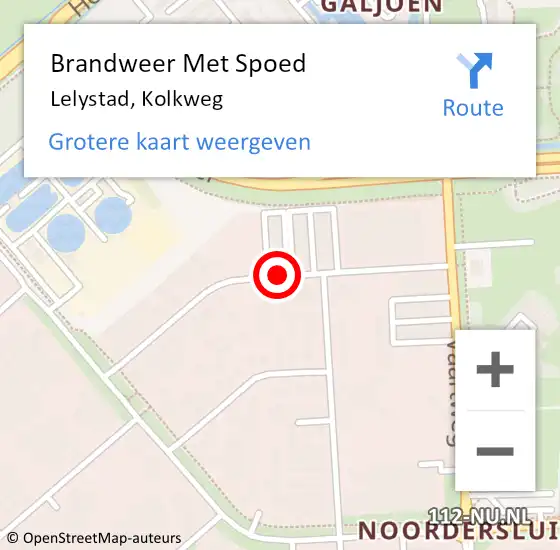 Locatie op kaart van de 112 melding: Brandweer Met Spoed Naar Lelystad, Kolkweg op 20 juli 2018 15:33