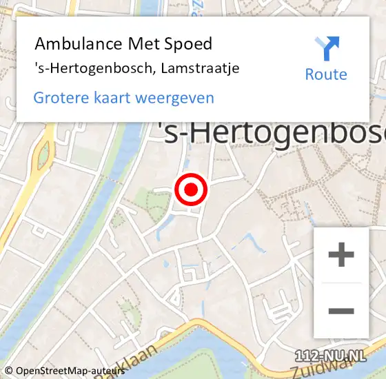 Locatie op kaart van de 112 melding: Ambulance Met Spoed Naar 's-Hertogenbosch, Lamstraatje op 20 juli 2018 19:51