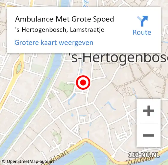 Locatie op kaart van de 112 melding: Ambulance Met Grote Spoed Naar 's-Hertogenbosch, Lamstraatje op 20 juli 2018 19:55