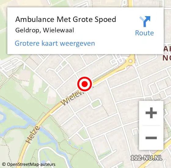 Locatie op kaart van de 112 melding: Ambulance Met Grote Spoed Naar Geldrop, Wielewaal op 20 juli 2018 21:50