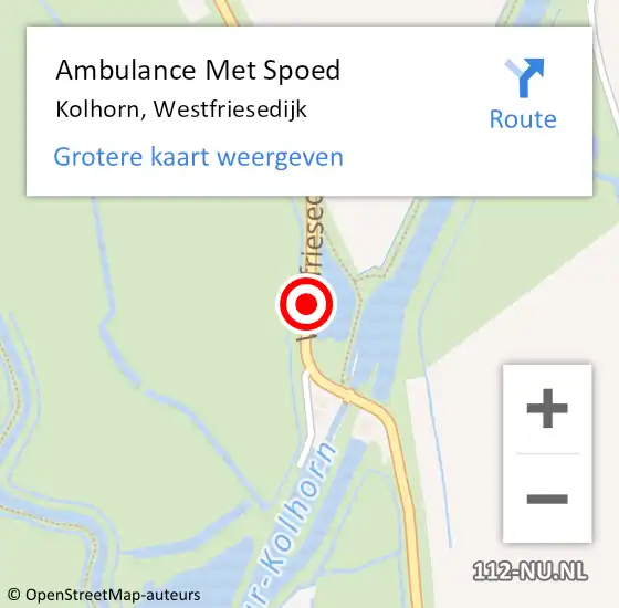 Locatie op kaart van de 112 melding: Ambulance Met Spoed Naar Kolhorn, Westfriesedijk op 20 juli 2018 22:35