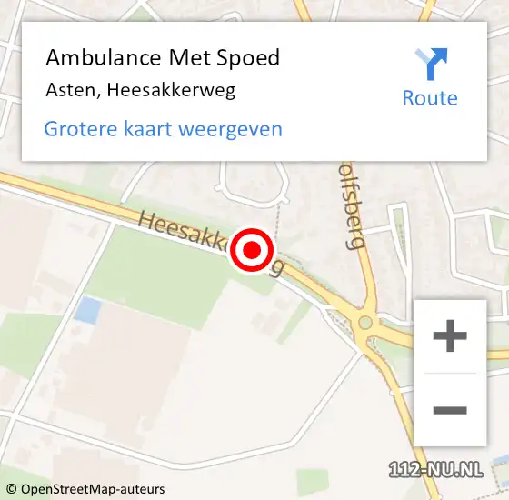 Locatie op kaart van de 112 melding: Ambulance Met Spoed Naar Asten, Heesakkerweg op 20 juli 2018 22:35